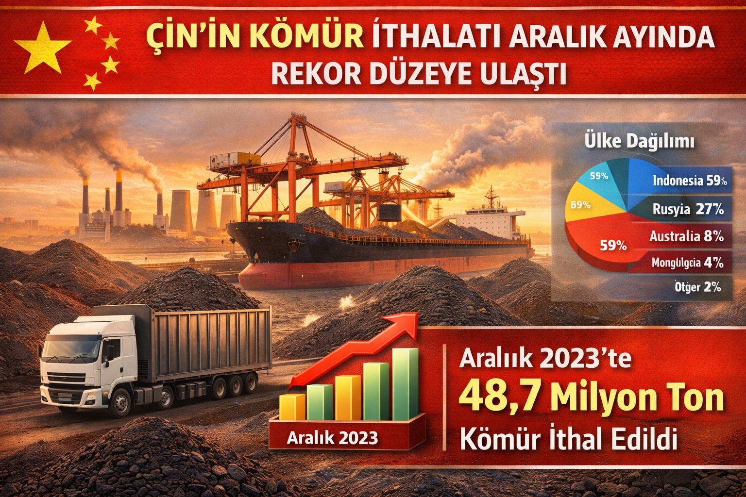 Çinin Kömür İthalatı, Aralık Ayında Rekor Düzeye Ulaştı